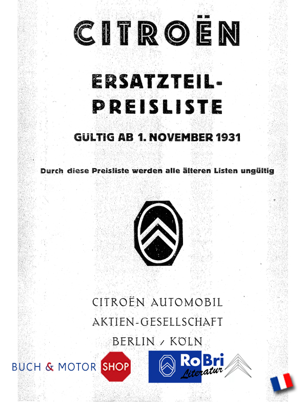 Citroën Ersatzteilpreisliste 1931